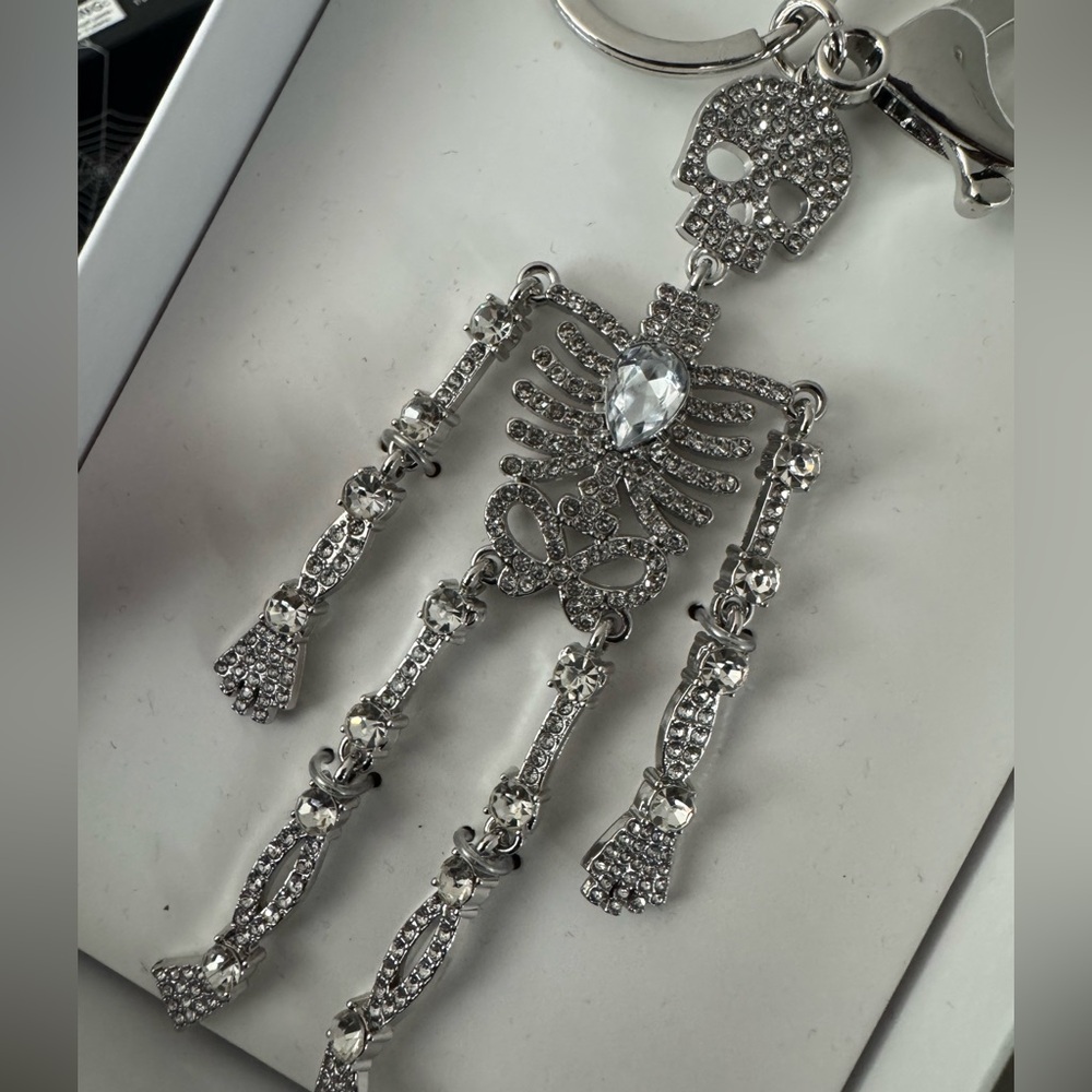 BaubleBar Silver Rhinestone Skeleton Keychain or bag charm💀fun for spooky season
